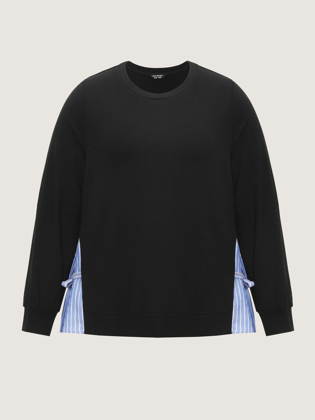 Supersoft Stripe Side Patchwork Bow Tie Detail Sweatshirt