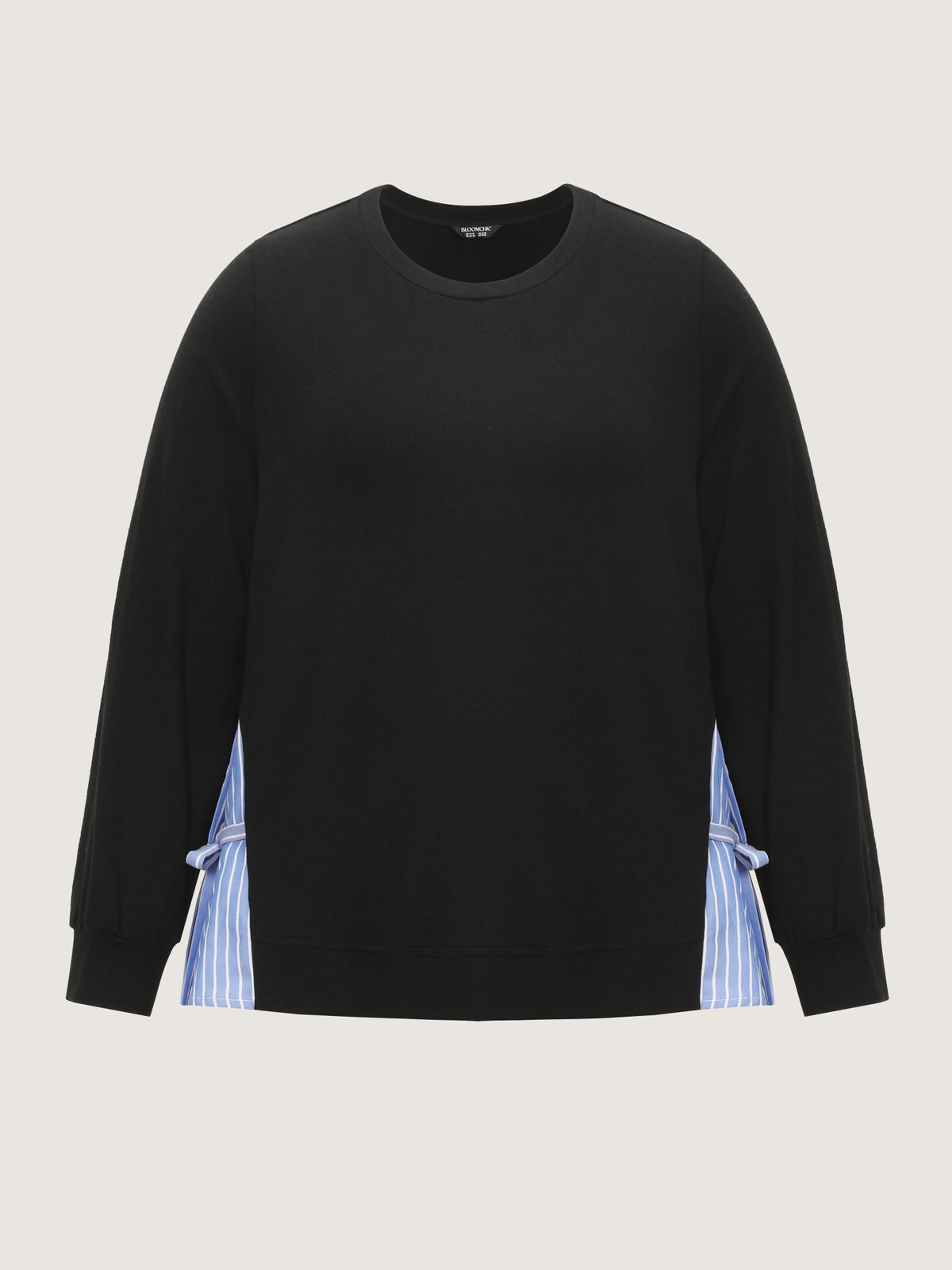Supersoft Stripe Side Patchwork Bow Tie Detail Sweatshirt