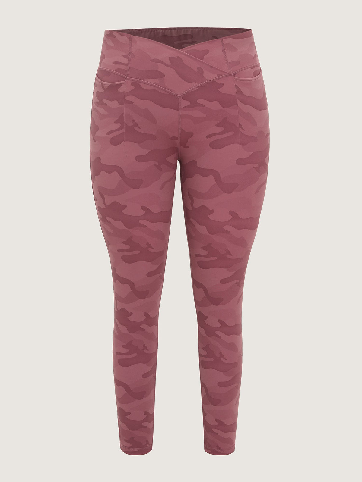 Stretchy Floral Print Overlap Waist Leggings