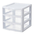 3-Tier Plastic Desktop Drawer Organizer, White Frame Semi-Clear Storage Chest for Desk, Vanity, Makeup & Small Office Supplies