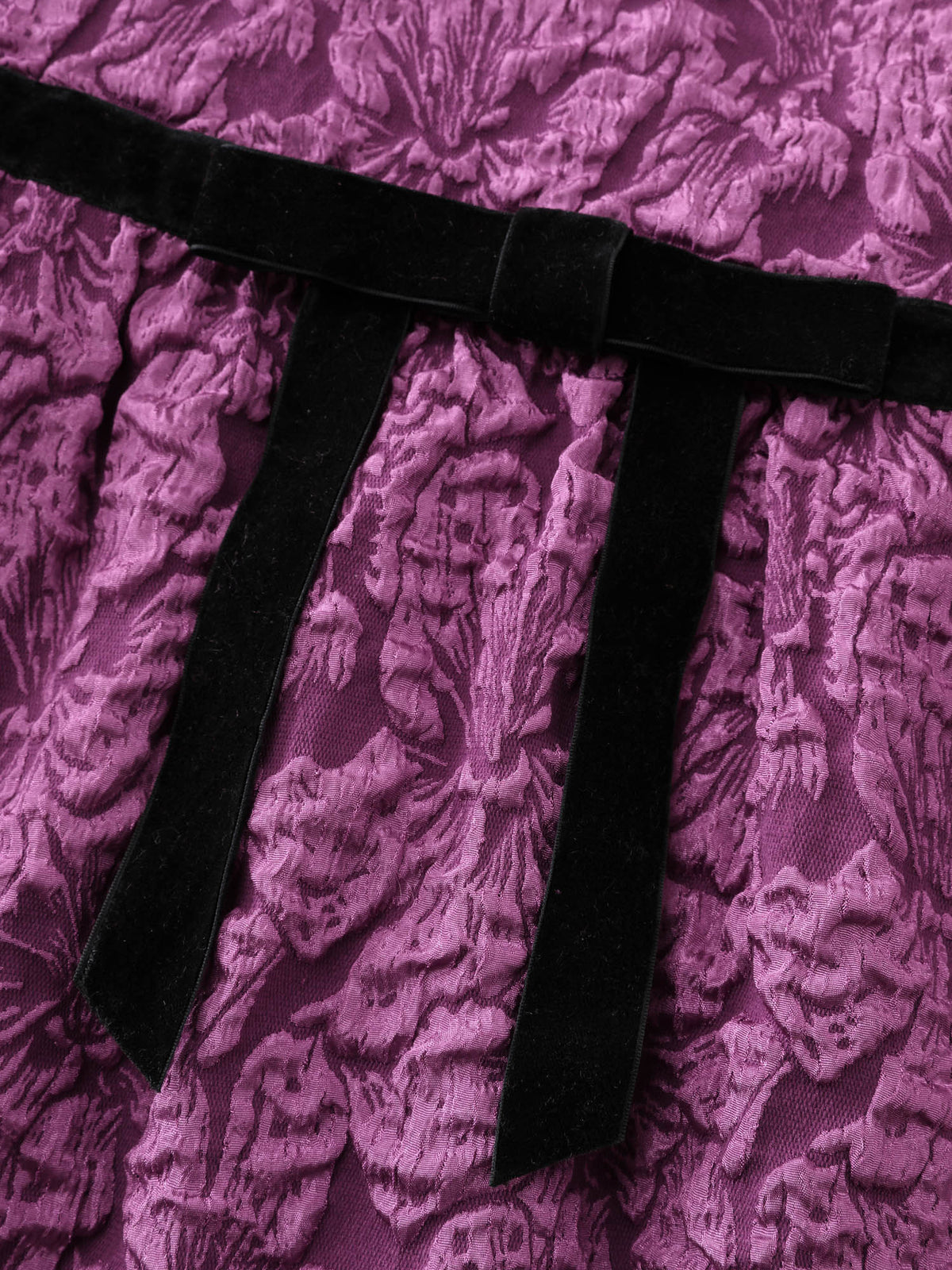Jacquard Bow-Tie Shirred Mini Dress