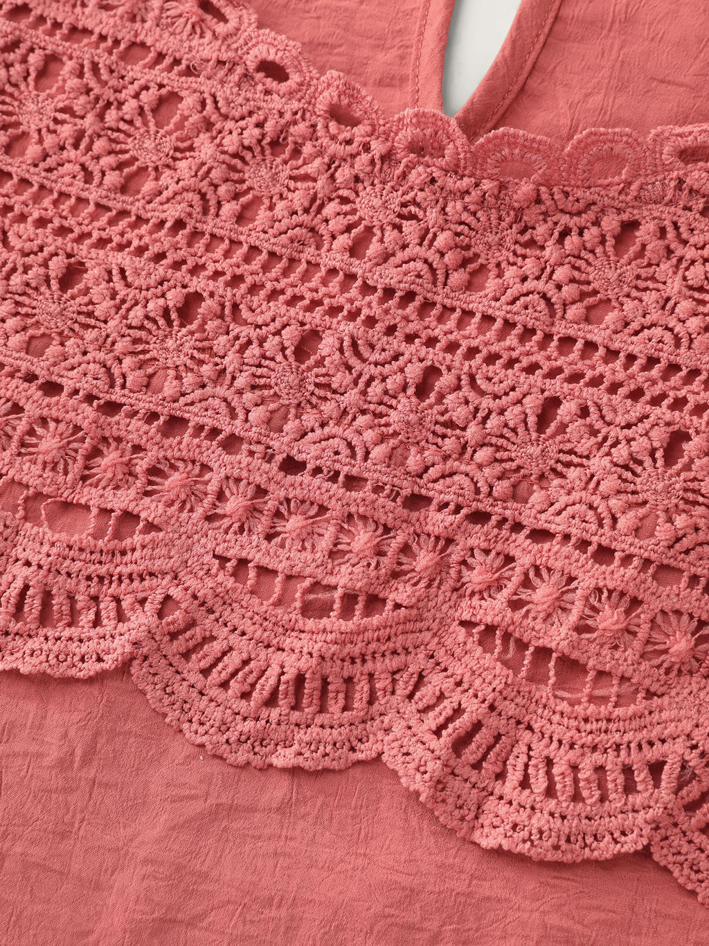 Ruffled Sleeve Pleated Front Lace Blouse