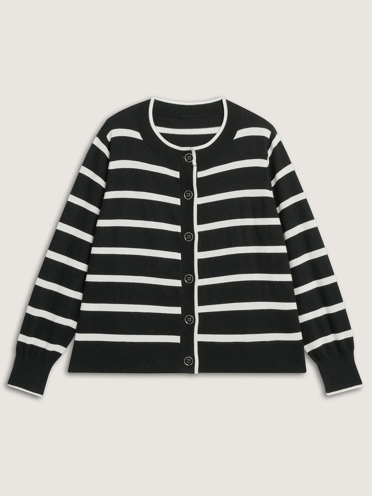 Stripe Wool Blend Slit Knit Cardigan