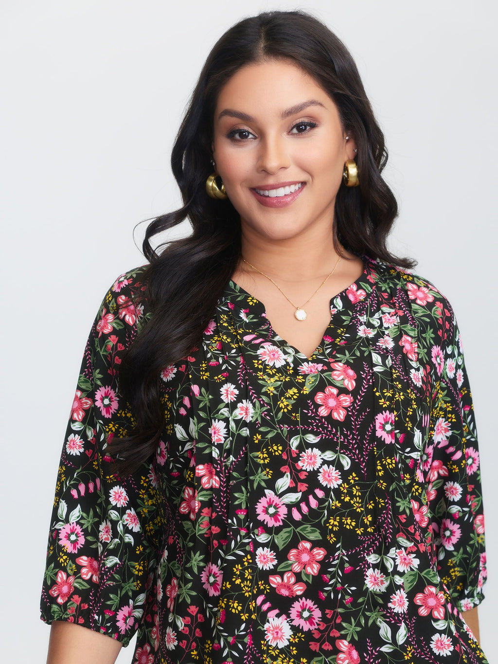 Floral Print Notched Collar Shirt
