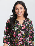 Floral Print Notched Collar Shirt