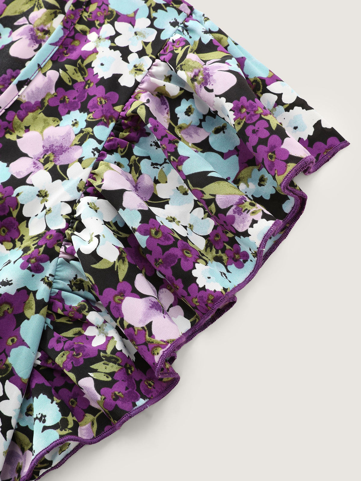 Floral Print Drawstring Neckline Blouse