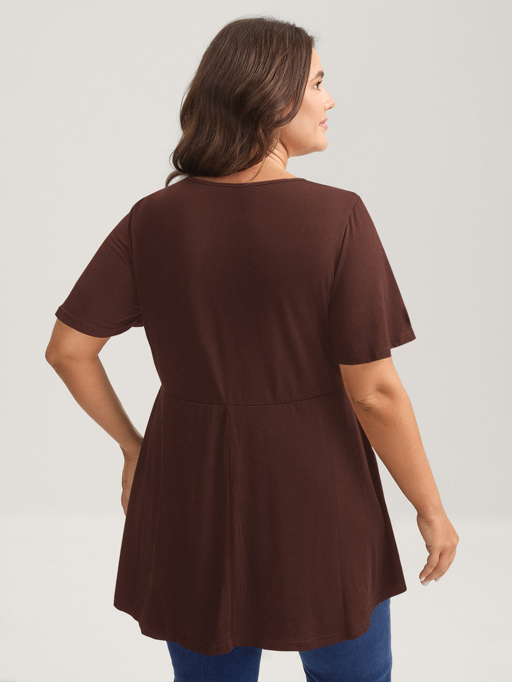 Ruffled Sleeve Round Neck Babydoll Top