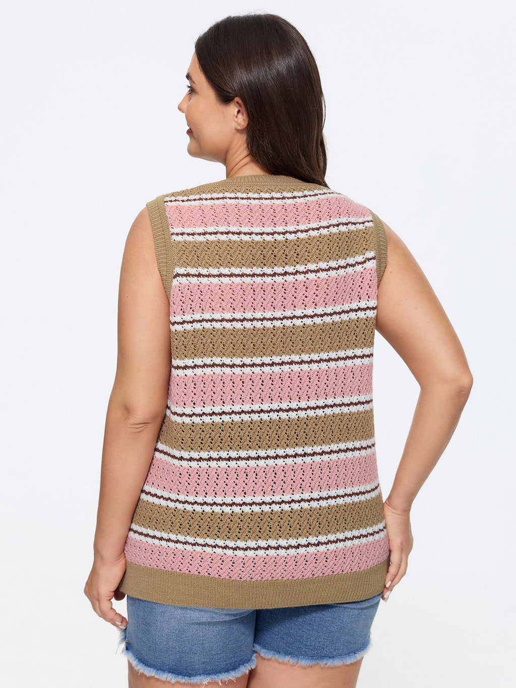 Striped Color-Block Sleeveless Sweater Vest