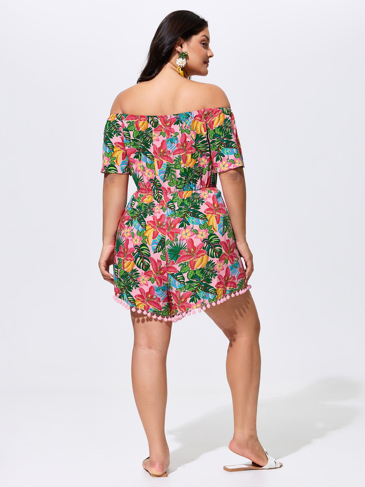 Vibrant Floral Print Off-Shoulder Romper