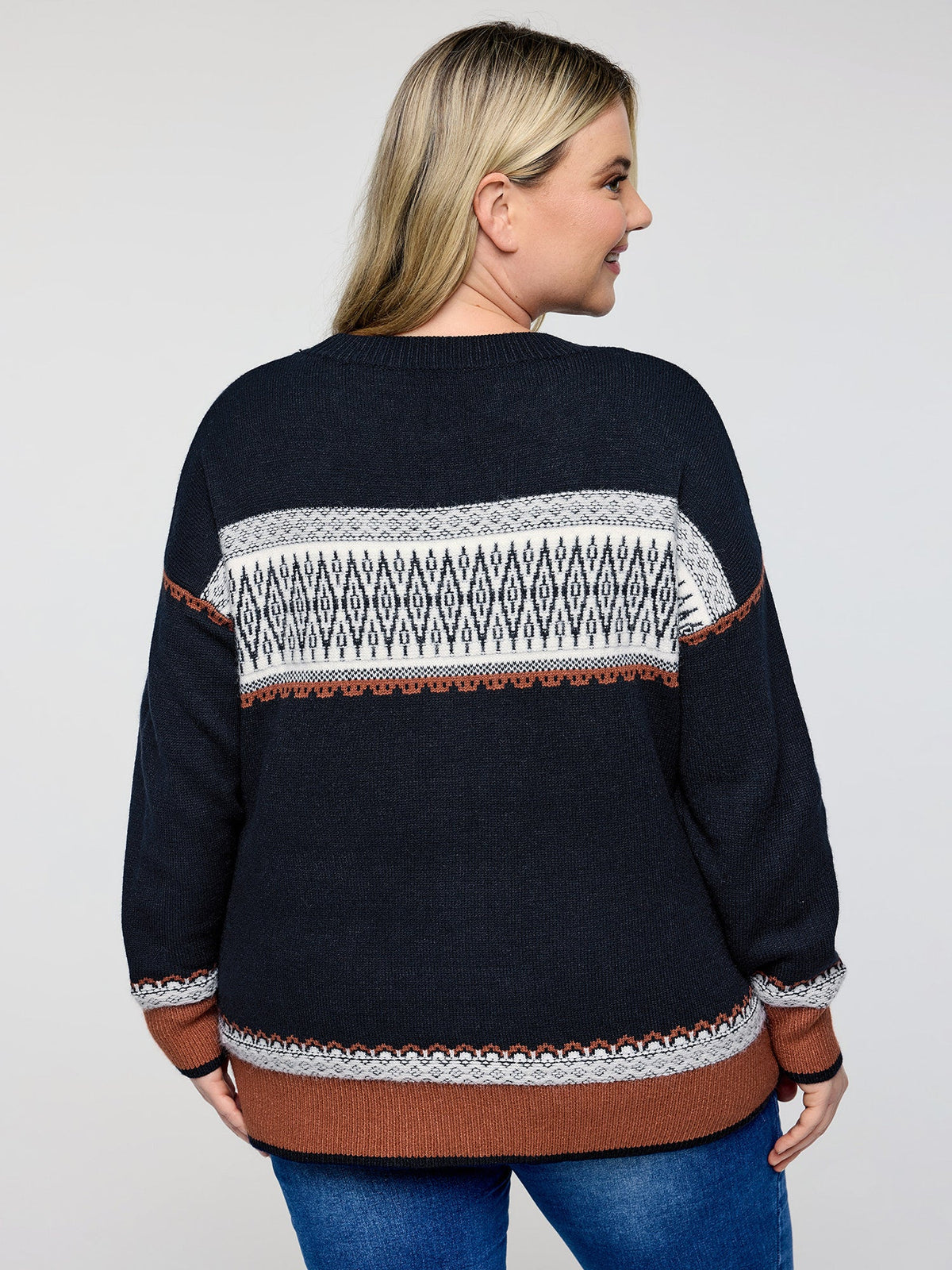 Supersoft Super Stretchy Geometric Stripe Pullover