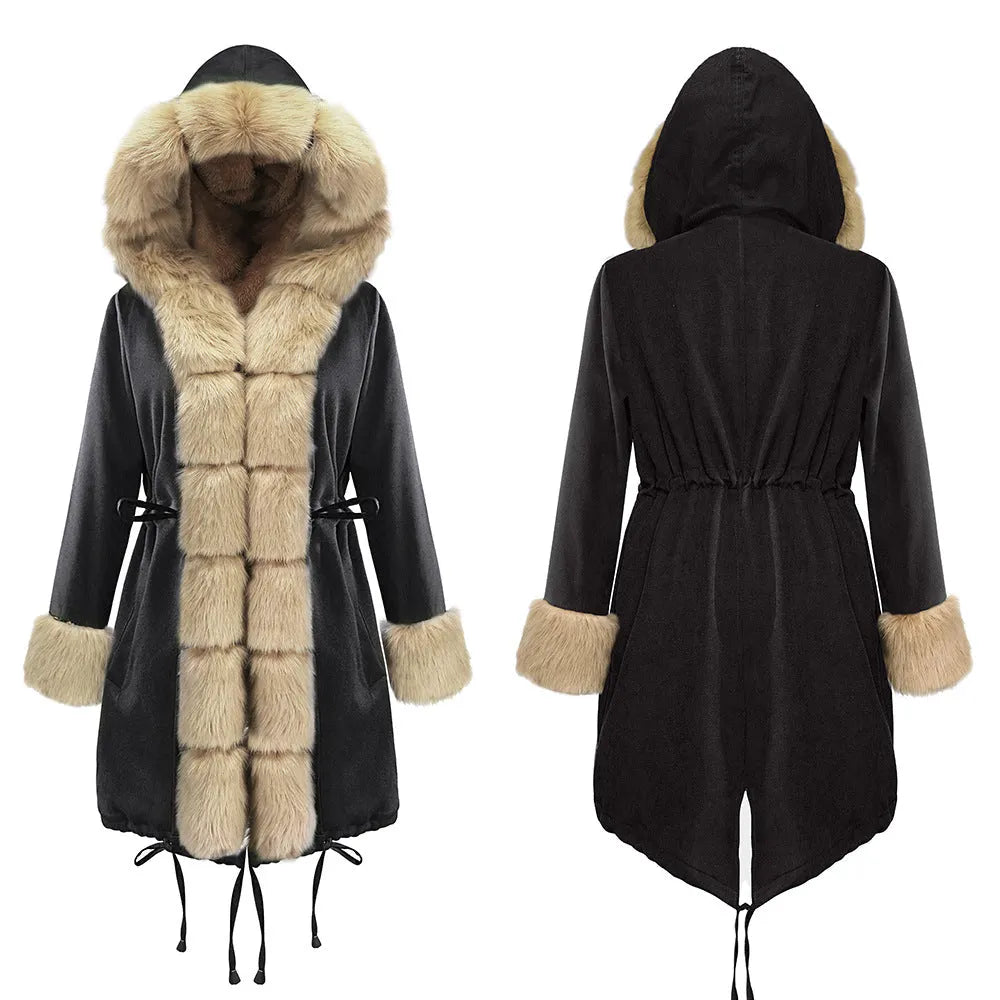 Womens Hooded Camouflage Warm Winter Coats Faux Fur Jacket Parka Overcoat