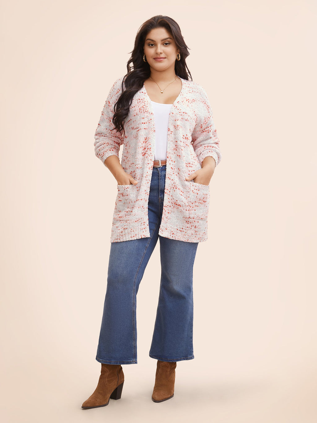 Heather Drop Shoulder Pocket Cardigan
