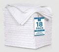 18 Pack White Cotton Washcloths, 11" x 11" Soft Absorbent Face Cloths, Reusable Terry Towel Wipes for Bathroom, Kitchen, Baby & Daily Cleansing