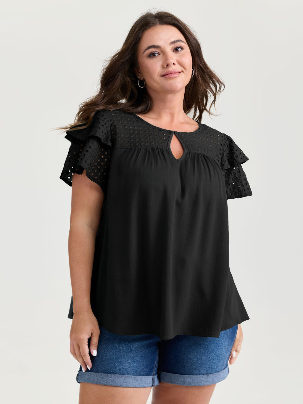 Pure Cotton Layered Sleeve Flowy Blouse