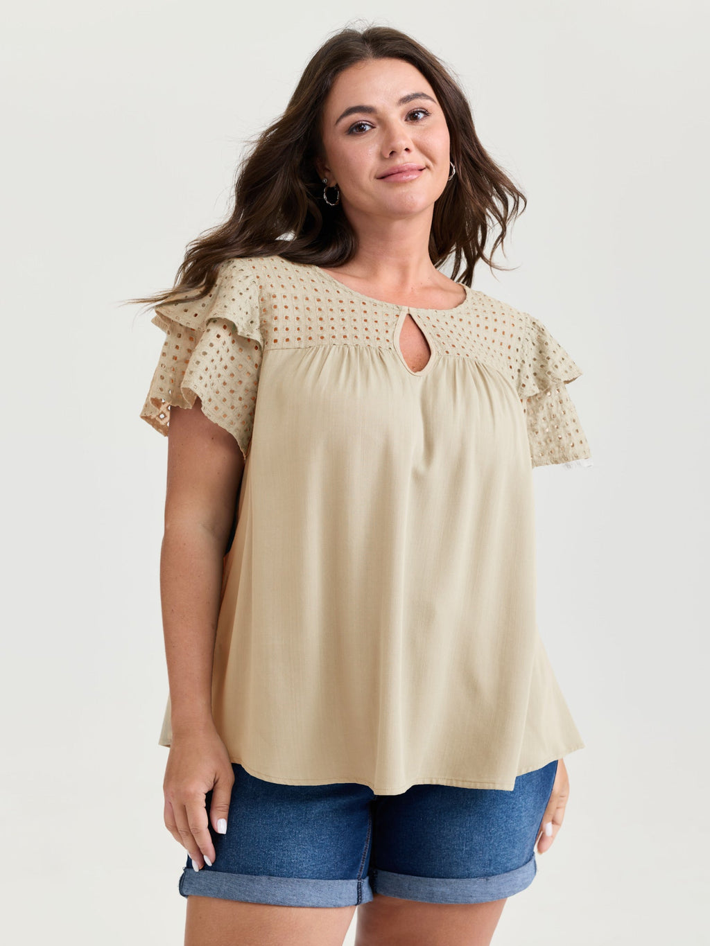 Pure Cotton Layered Sleeve Flowy Blouse
