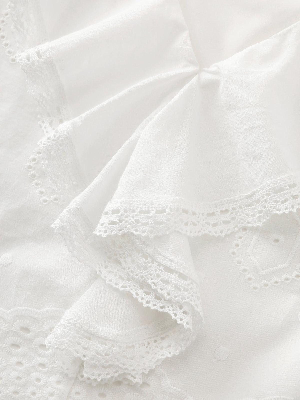 Cotton Cut-Out Lotus Leaf Neckline Blouse