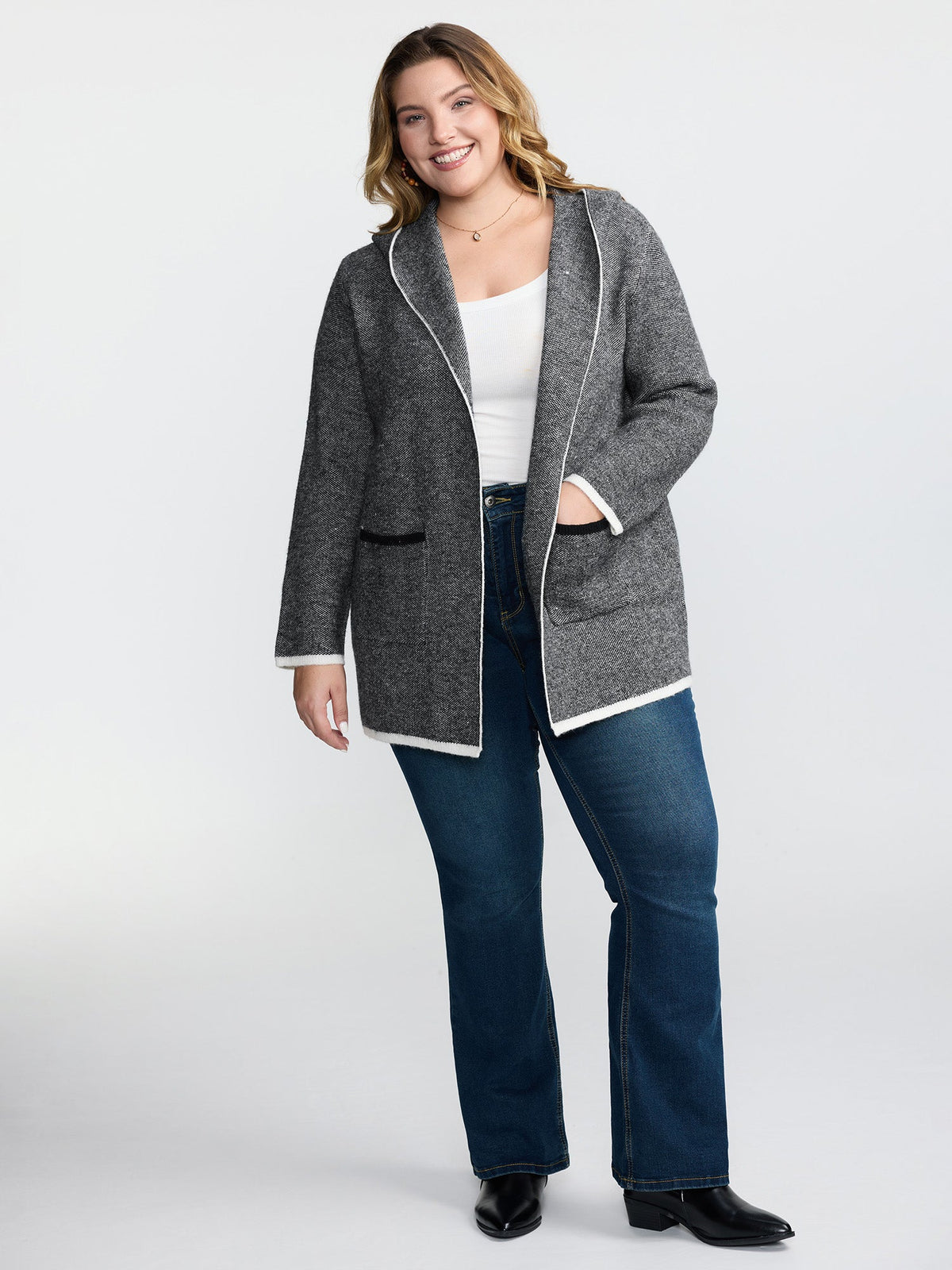 Supersoft Super Stretchy Hooded Knit Cardigan