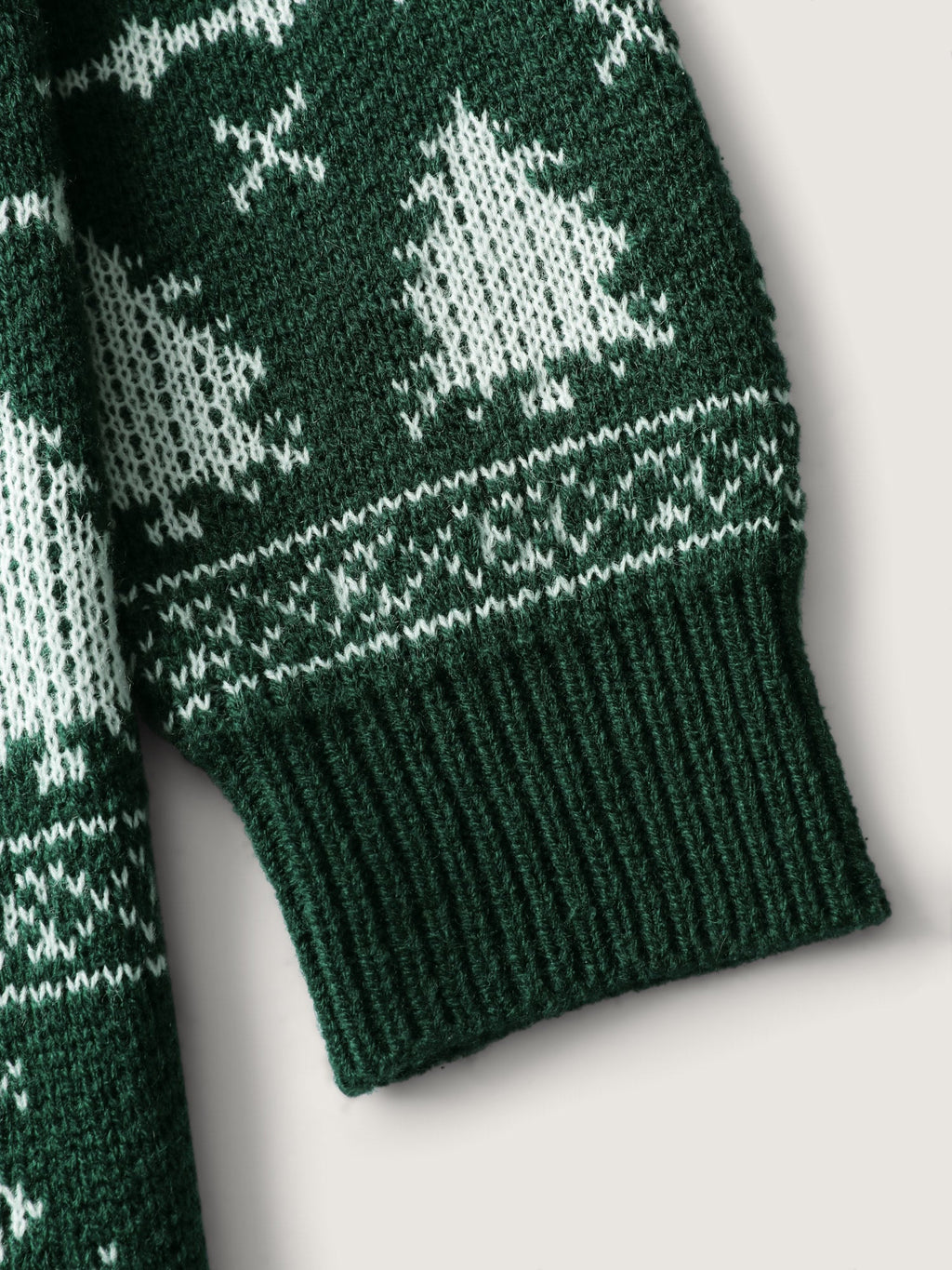 Elk Christmas Print Jacquard Open-Front Knit Cardigan