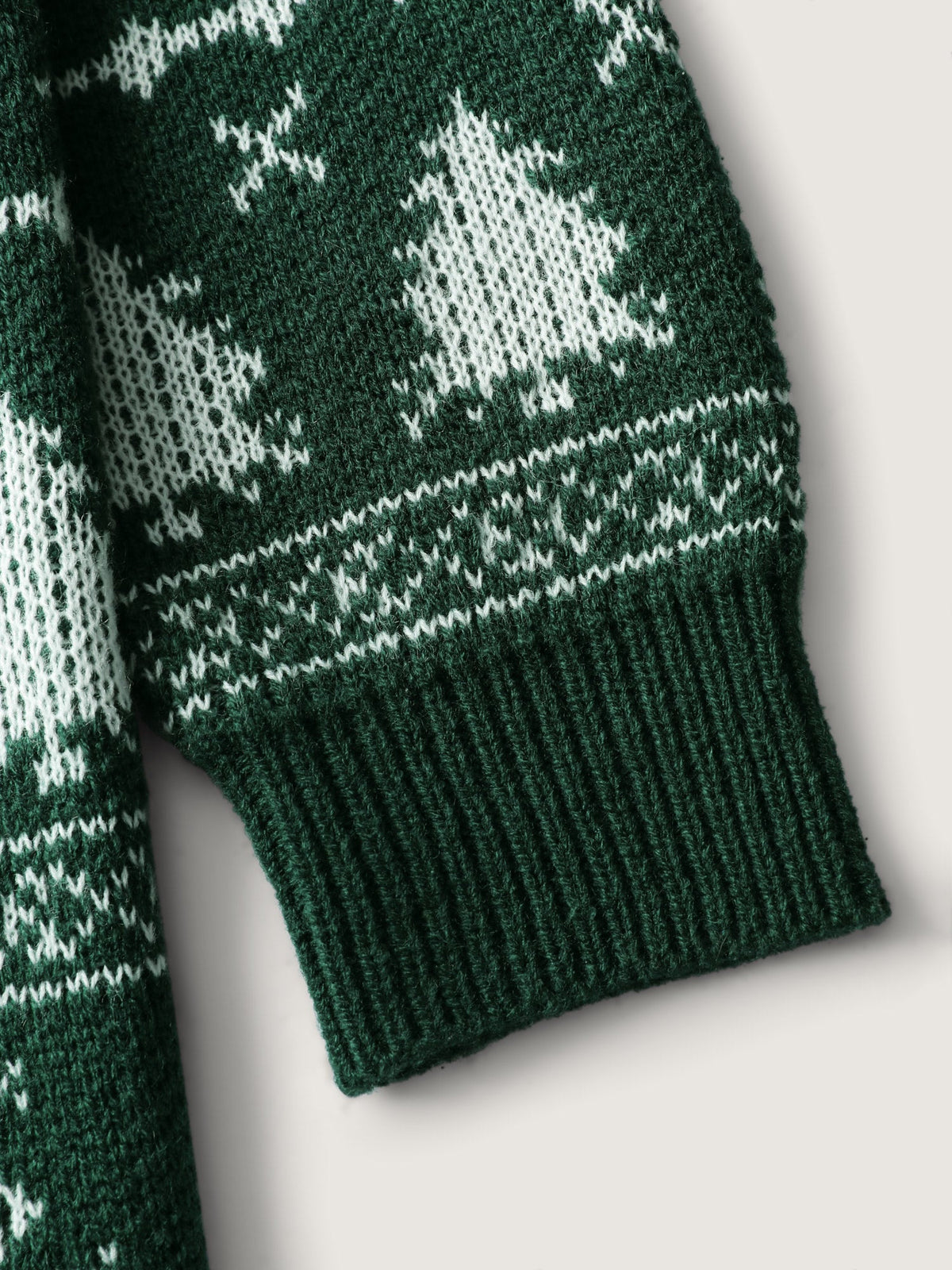 Elk Christmas Print Jacquard Open-Front Knit Cardigan