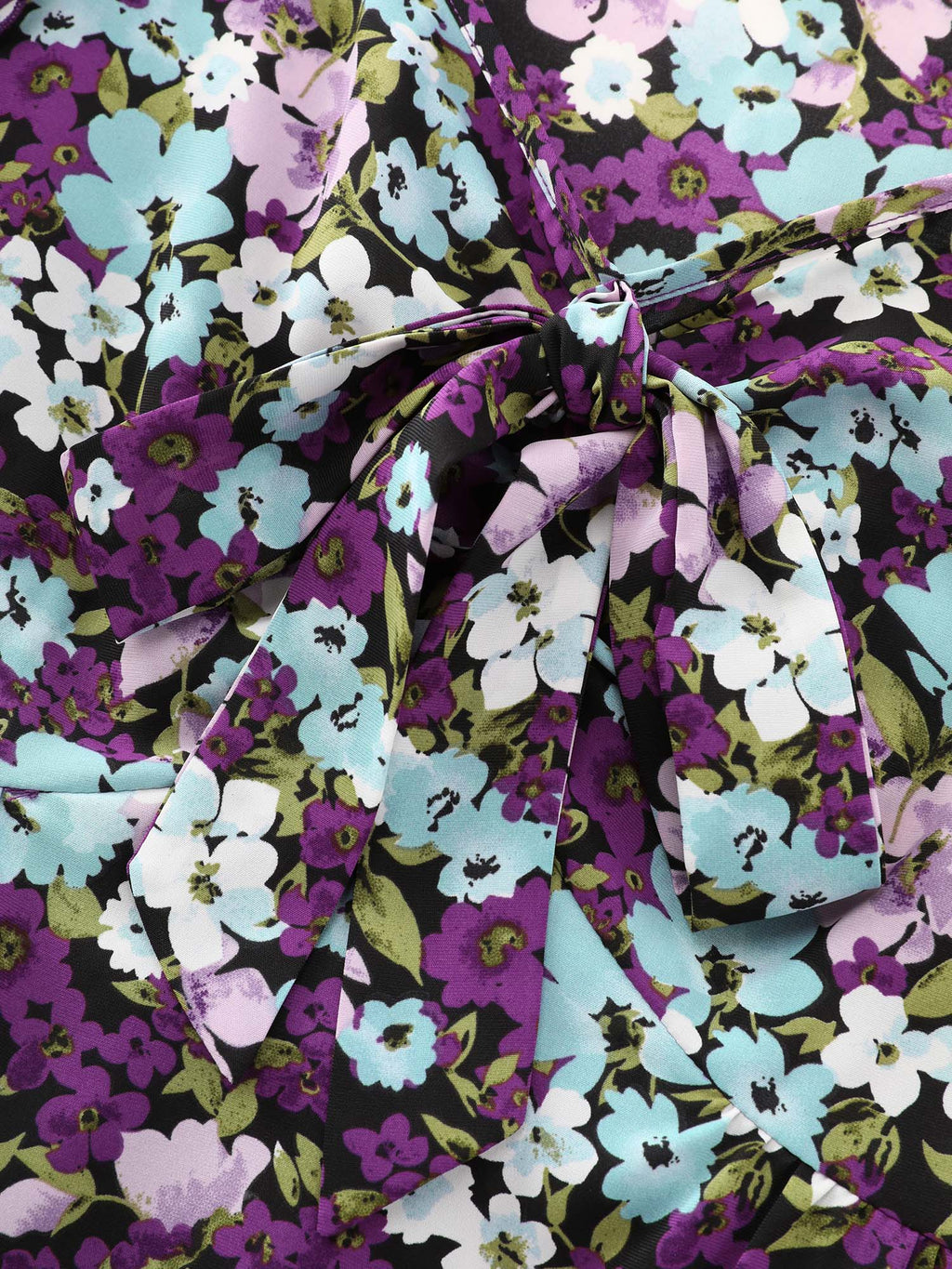 Floral Print Drawstring Neckline Blouse