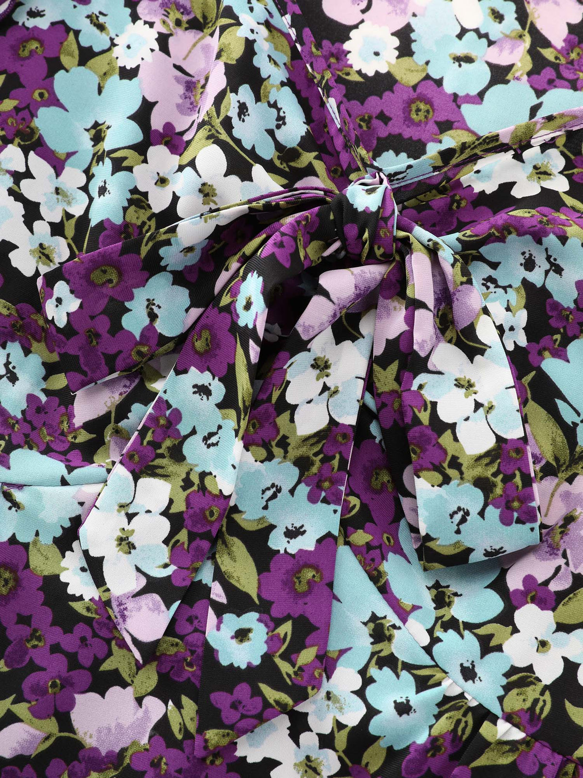 Floral Print Drawstring Neckline Blouse