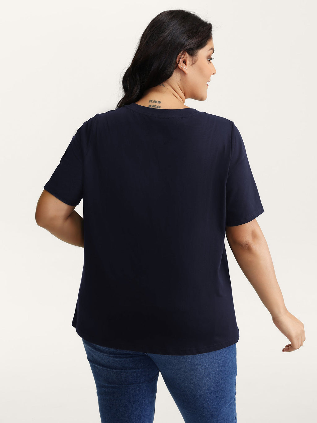 Stretchy Solid Crew Neck T-Shirt