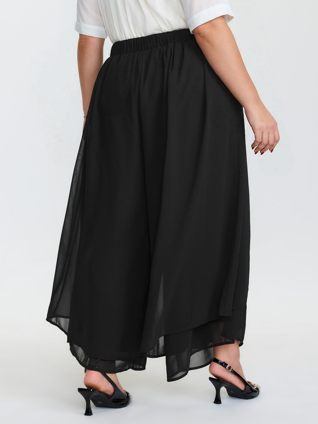 Chiffon Stretchy Waist Flowy Pants