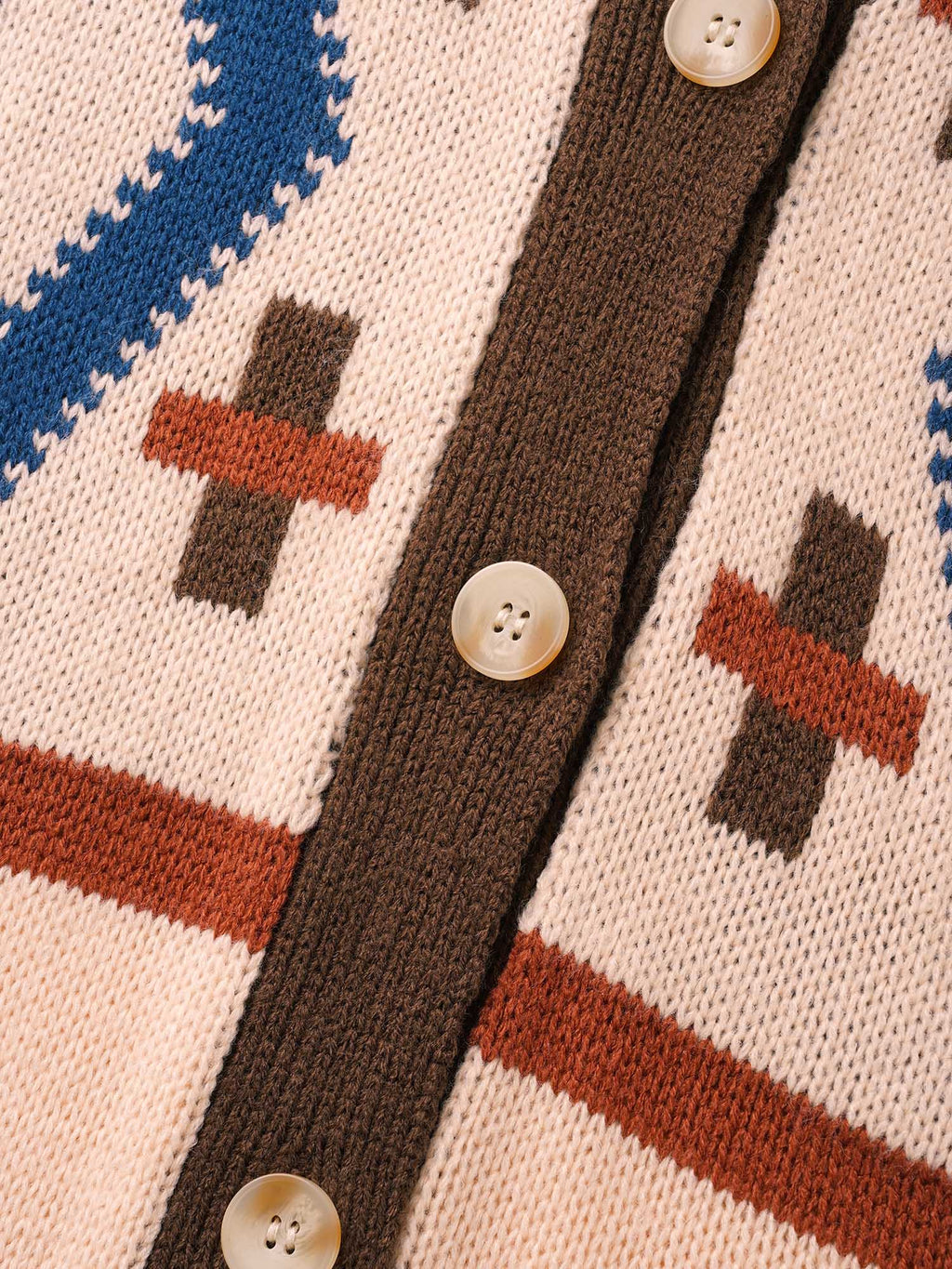Geometric Pattern Collared Front Button Cardigan