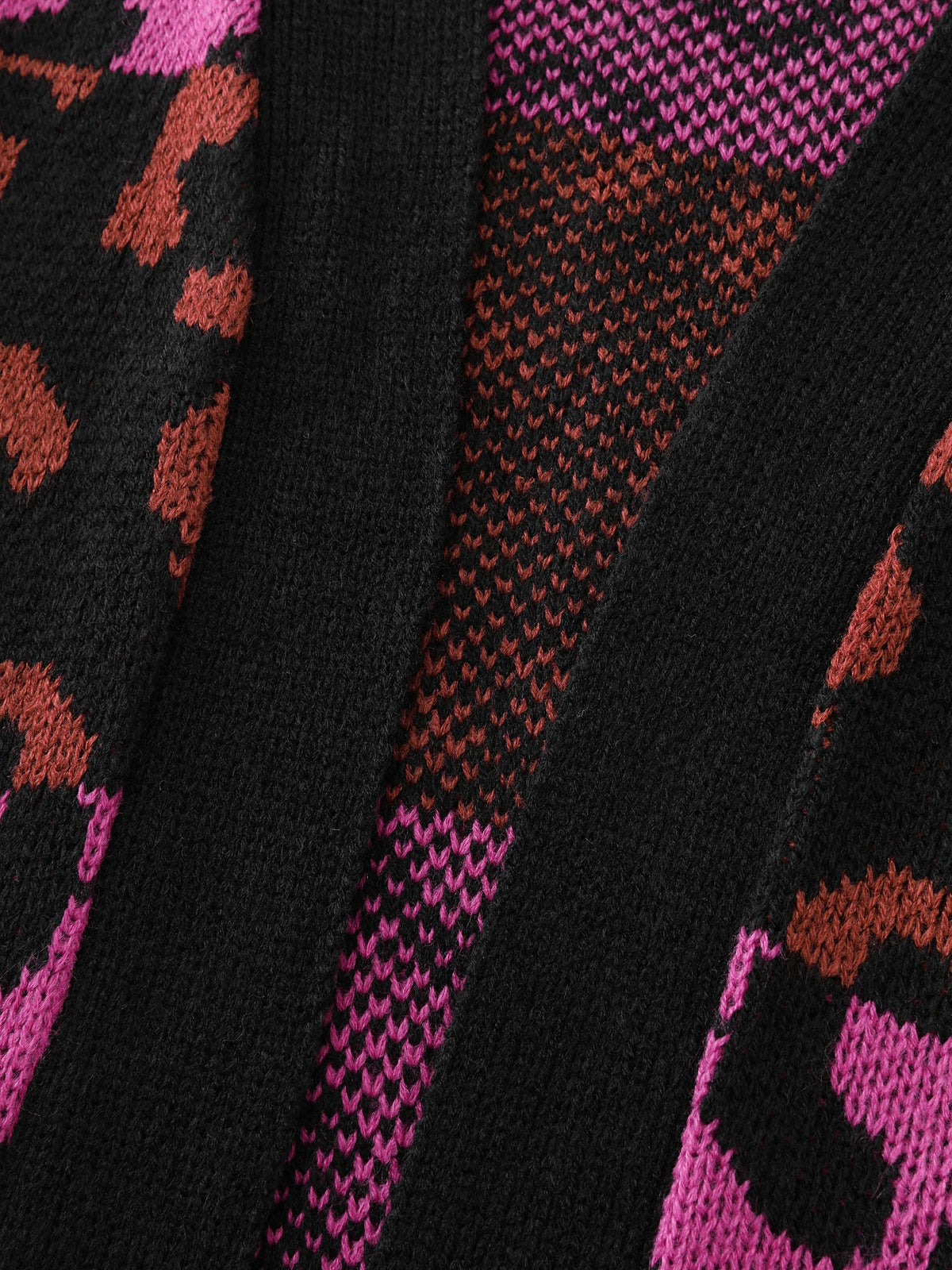 Sweet Leopard Print Jacquard Knit Cardigan