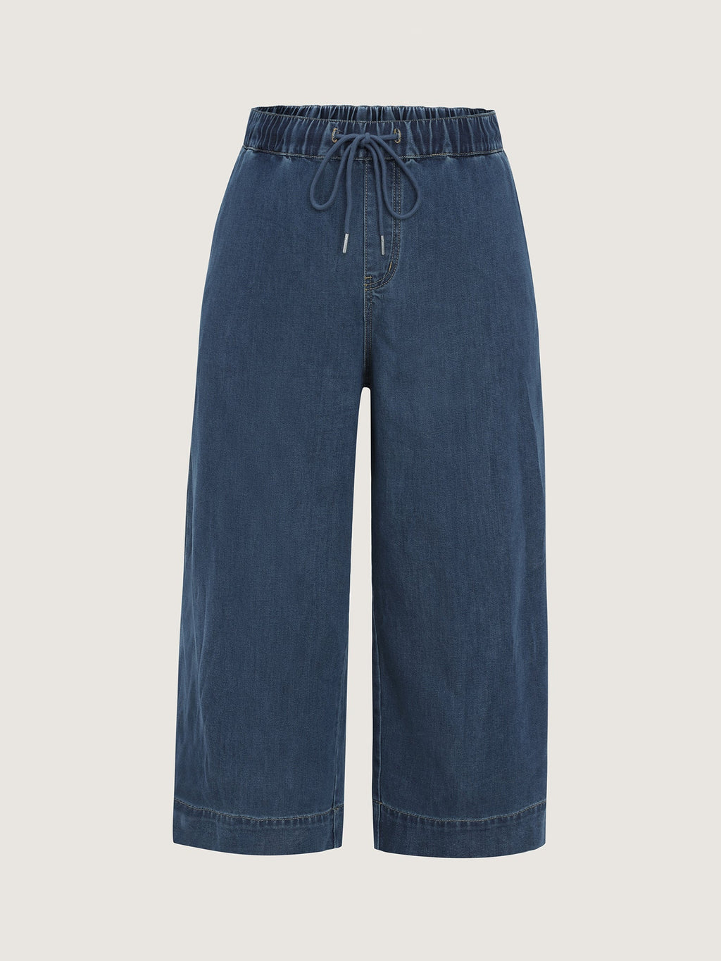 Elastic Drawstring Waistband Wide-Leg Jeans