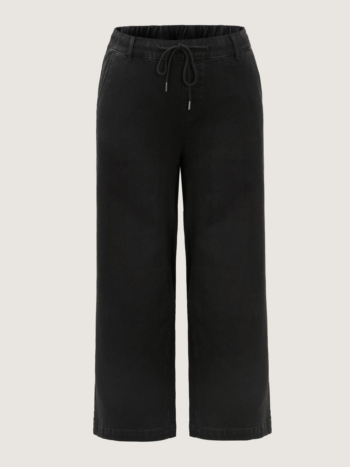 Pull-On Stretchy Waist Wide-Leg Jeans