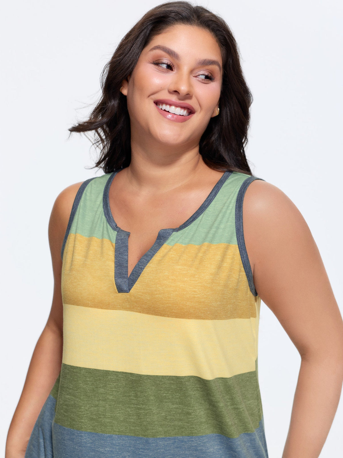 Multi-Color Stripes Off-Sleeves Vest