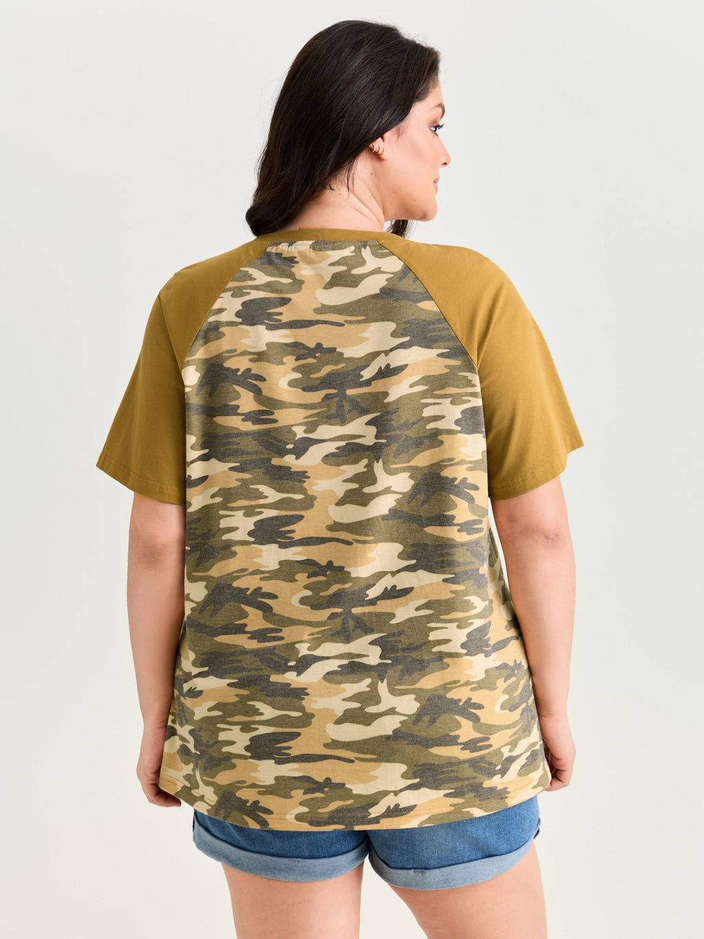 Camouflage Print Raglan Sleeve T-Shirt