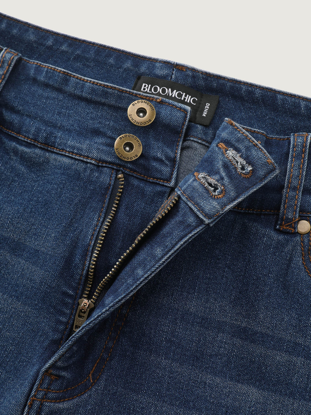High Waisted Wash Double Buttons Jeans