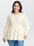 Cut-Out Sleeve Ribbed Hem Pullover