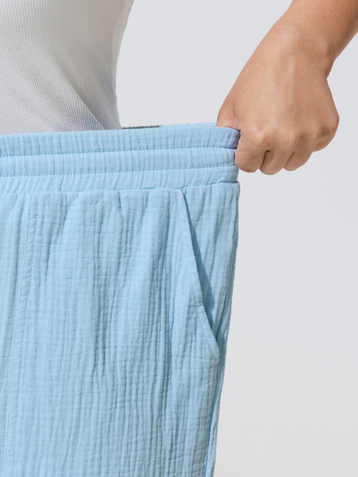 Shirred Waistband Drawstring Jogger Pants