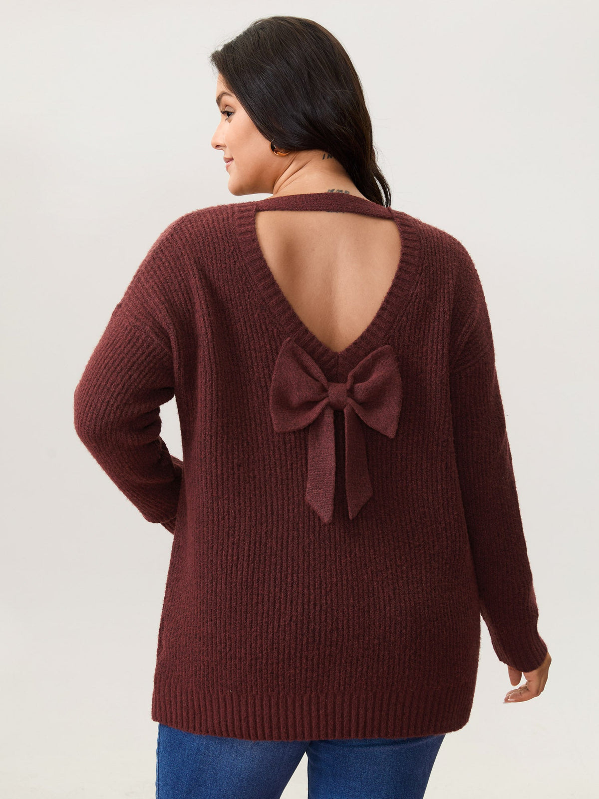 Bow Back Cut-Out Super Stretchy Pullover