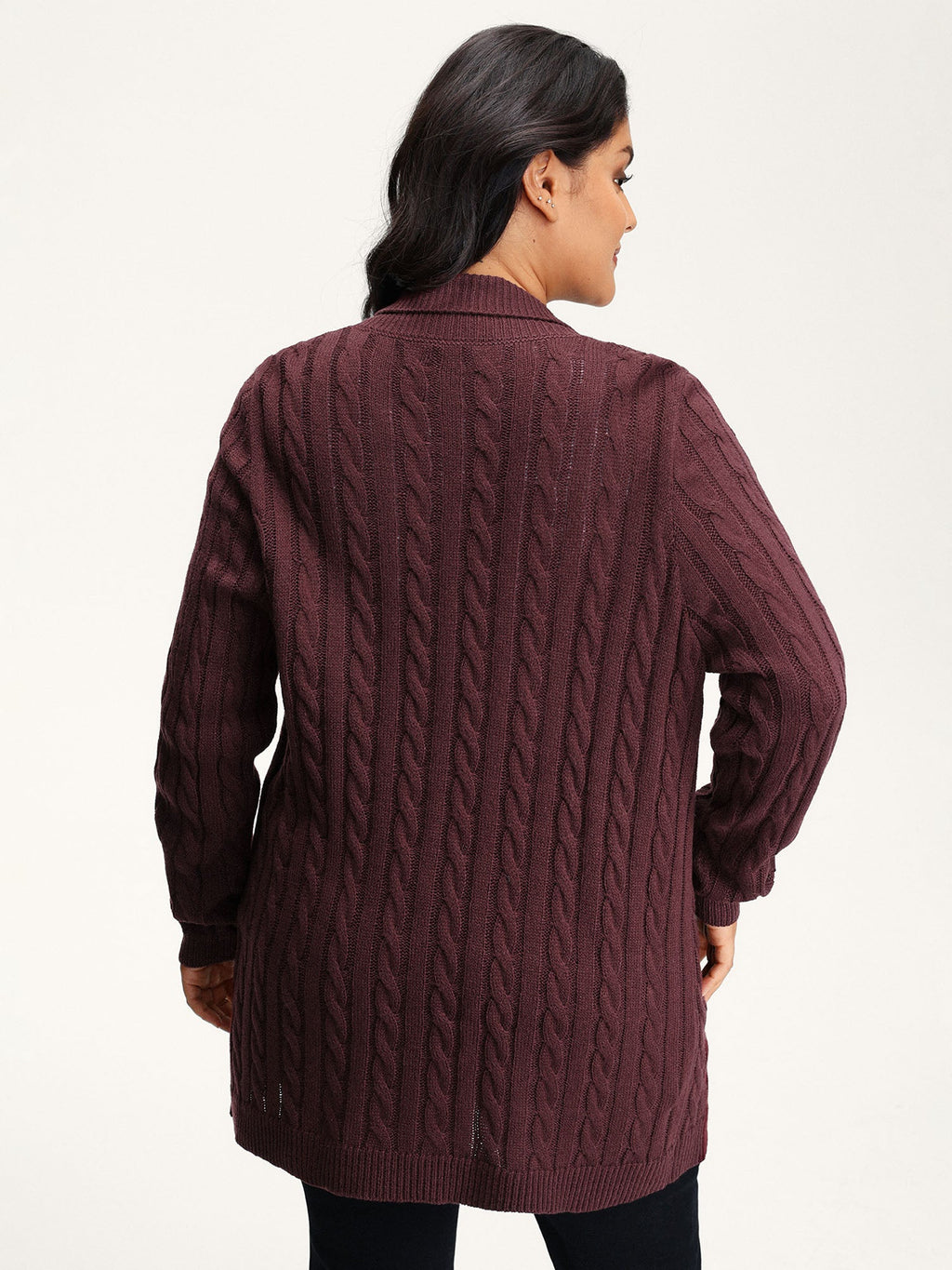 Twist Textured Notched Lapels Knit Cardigan