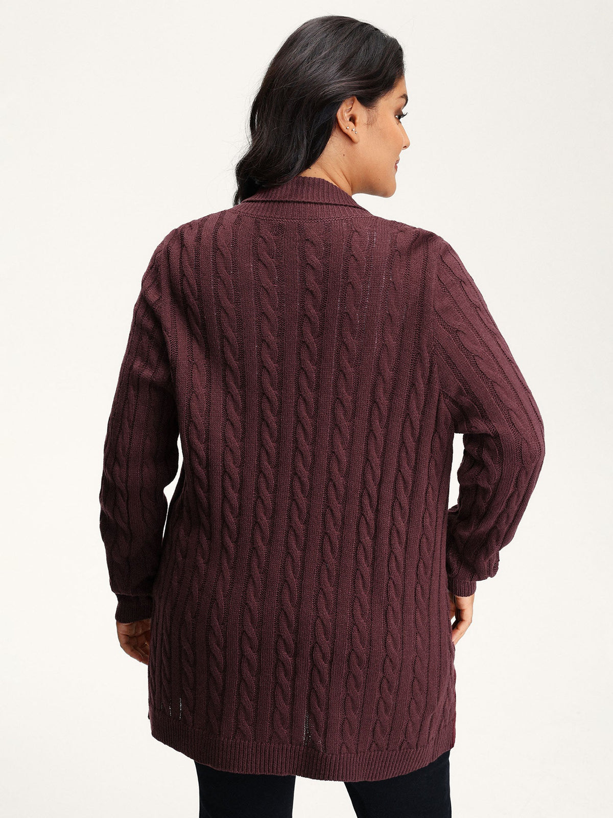 Twist Textured Notched Lapels Knit Cardigan