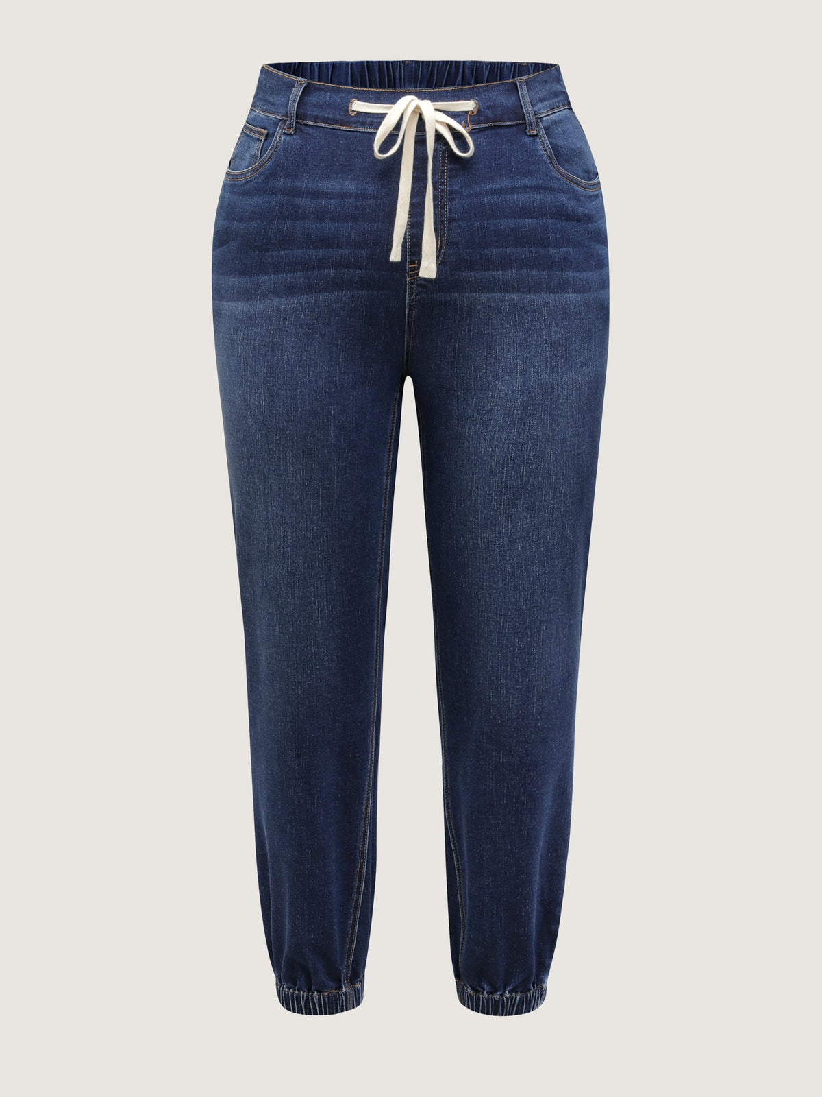 Stretchy Drawstring Cuffed Jogger Jeans