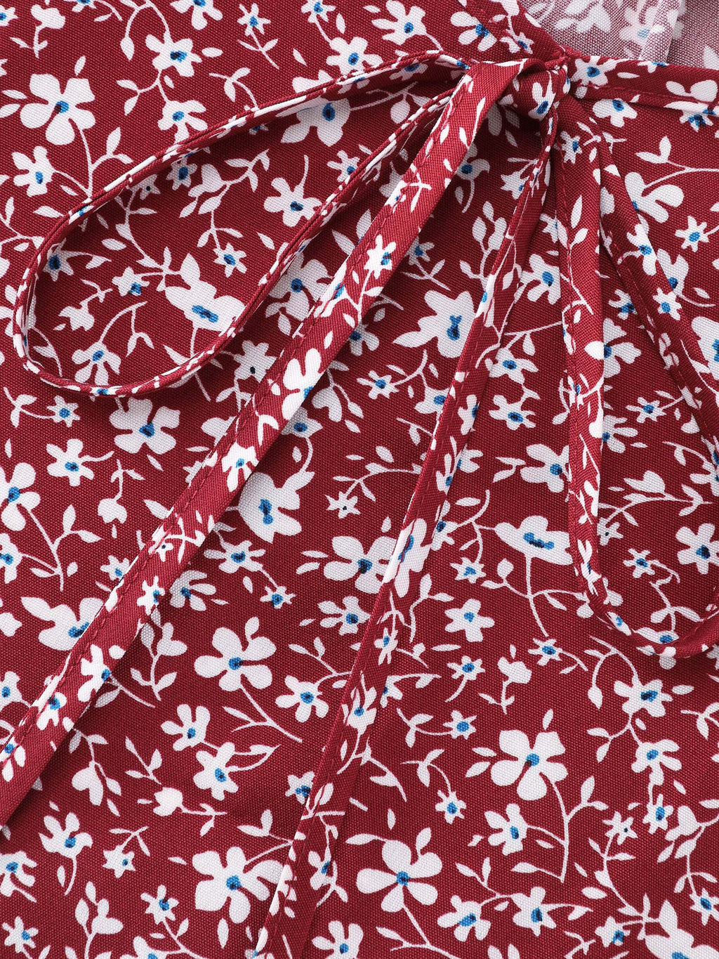 Micro Floral Print Sweetheart Neck Blouse