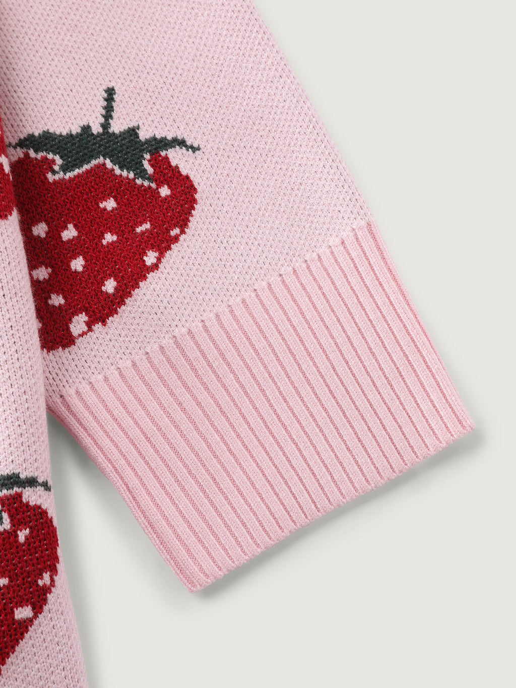 Strawberry Pattern Button-Front Knit Cardigan