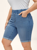 Pull-On Stretchy Skinny-Fit Denim Shorts