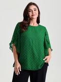 Sheer Petal Ruffled Sleeve Textured Blouse