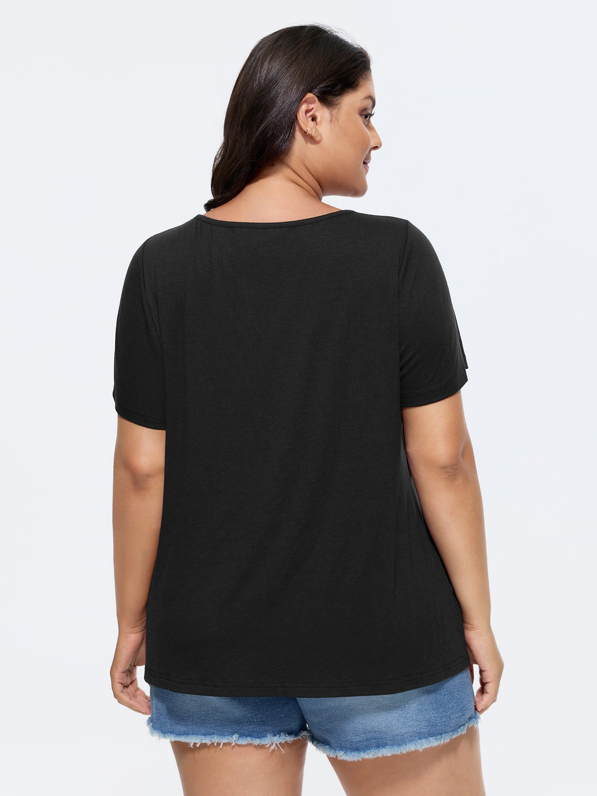 Supersoft Cut-Out Neckline Plain T-Shirt