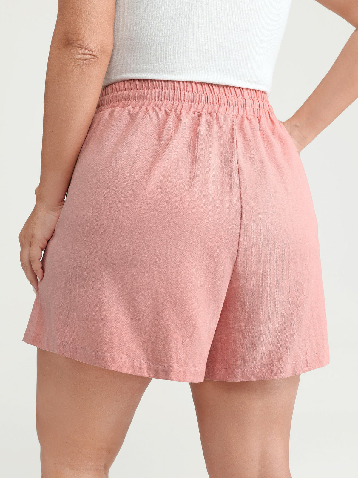 Cotton Drawstring Elastic Waist Pockets Shorts