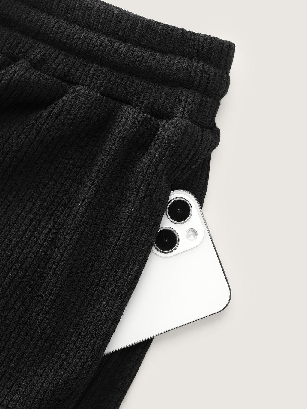 Drawstring Waist Stretchy Textured Sweatpants