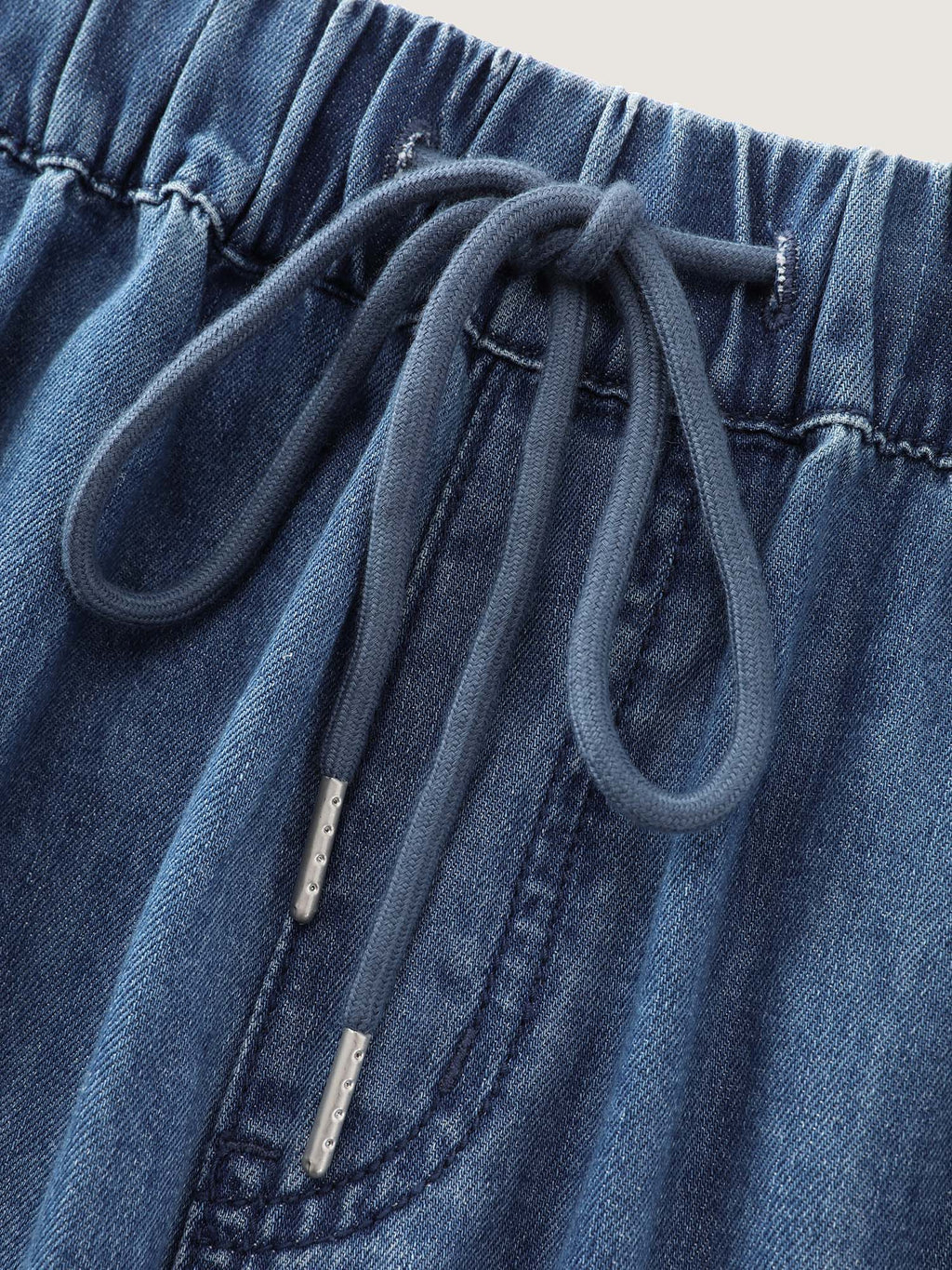 Drawstring Waist Wide-Leg Pocket Jeans
