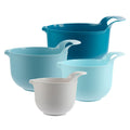 4-Piece Nesting Plastic Mixing Bowl Set with Pour Spouts & Ergonomic Handles, Stackable Baking Bowls for Kitchen Prep, Mixing & Serving