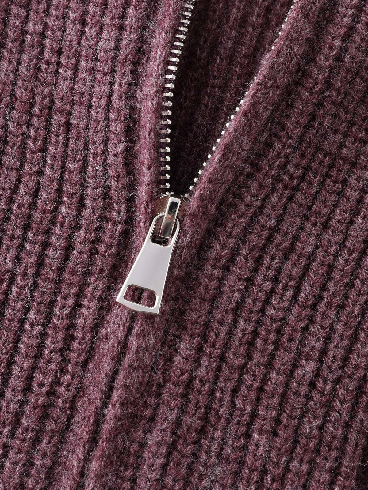 Textured Zipper Solid Knit Cardigan